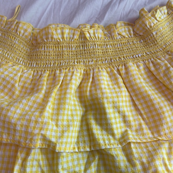 Yellow and white gingham off shoulder top - Picture 2 of 5